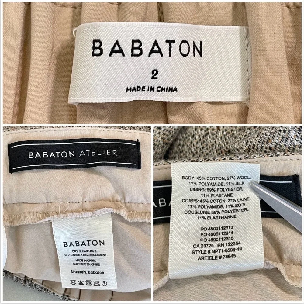 Aritzia Babaton Conan Pant Speckled Tweed Cotton Wool Silk Blend Crop Trouser 2